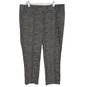 Ann Taylor LOFT Marisa Cropped Ankle Pants Womens Size 10 Black White Pattern